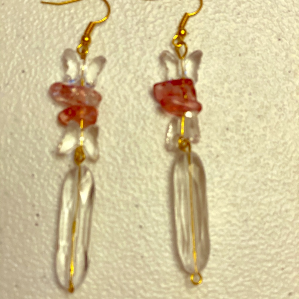 Crystal Butterfly Drop Earrings
